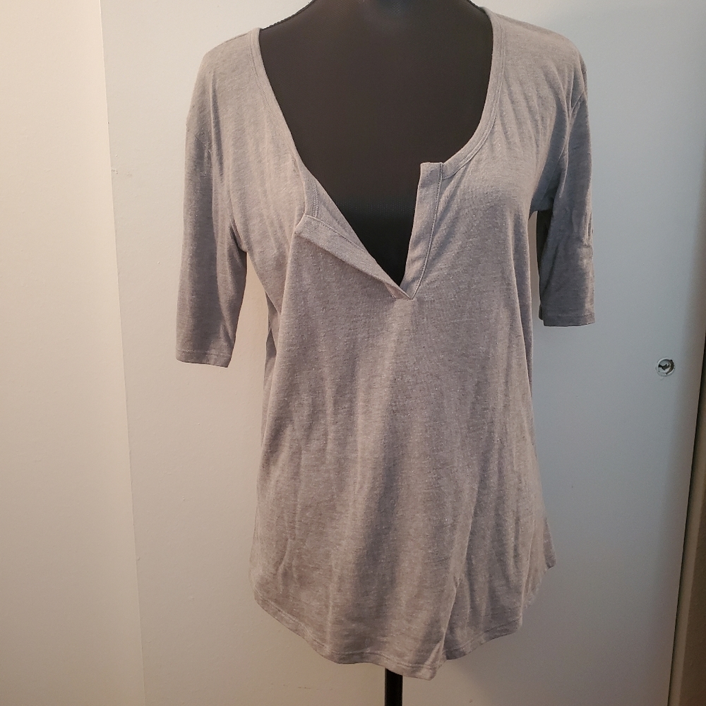 Victoria's Secret | Heather Grey Notch-front Baseball Top